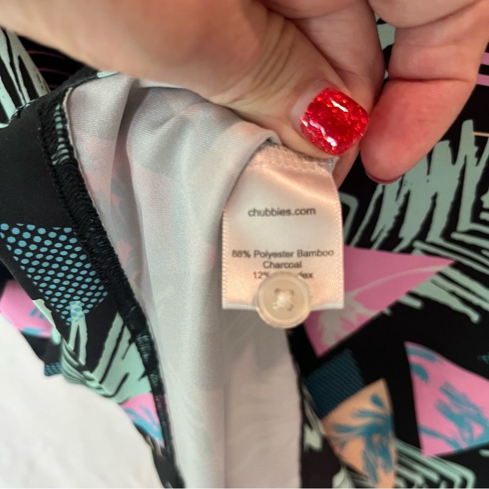 Chubbies Men Colorful Geometric Palm Tree Polo Resort Vacation Size: Medium - Picture 8 of 8